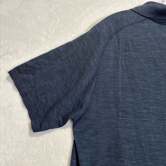 Lululemon Metal Vent Tech Polo Shirt Mens Large Blue Breathable Stretch Golf Gym - Picture 3 of 16